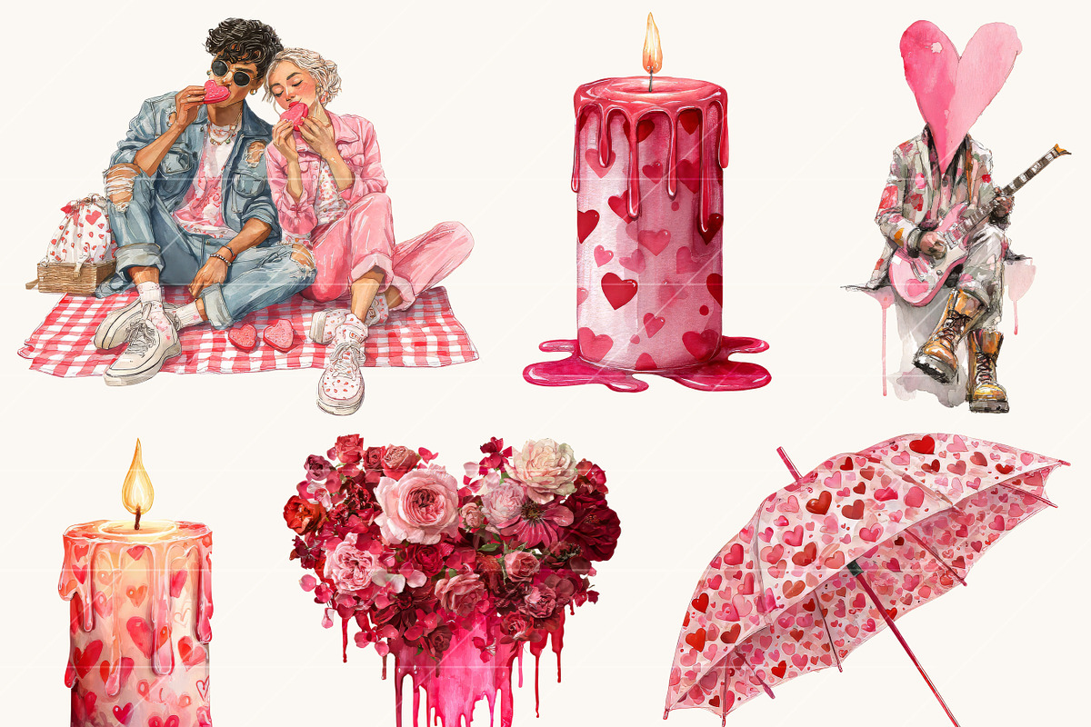 Dark Valentine Couple Clipart, a Person Illustration by Design Scotch (Photo 2 of 8)