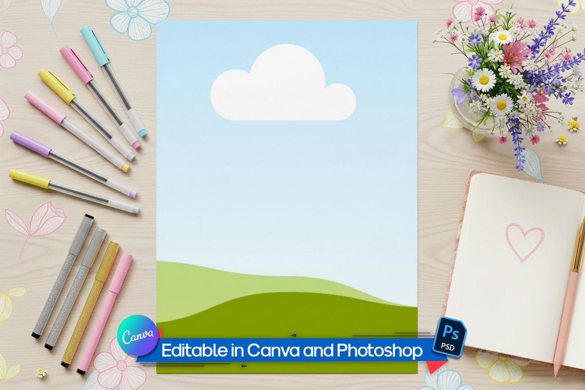 Printable worksheet page mockup, a Books & Magazine Mockup by Rami's ...