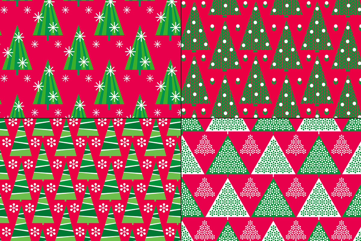 Green & Red Christmas Tree Patterns preview 3