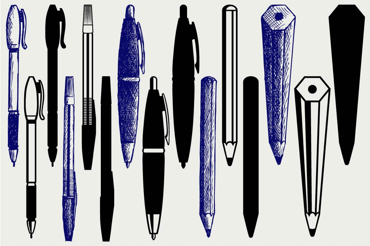 Pencil, pen and fountain pen SVG, an Outline Icon by LineworkStock