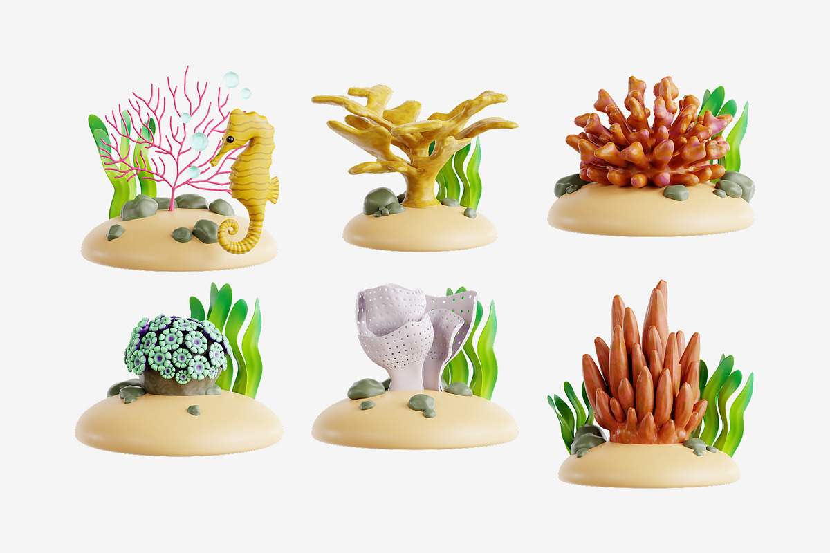 Coral 3D Icon Set, an Object 3D Model by Eklip Studio (Photo 3 of 3)