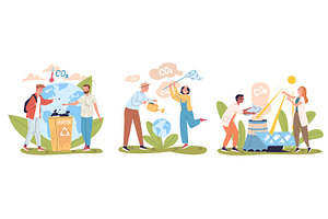 People reduce co2. Reduction dioxide, a Person Illustration by Stock-Smart-Start