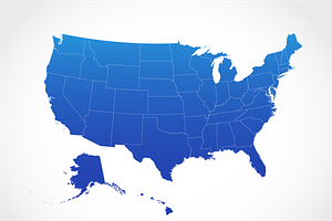 United States Map in Blue, an Illustration by Vector Maps