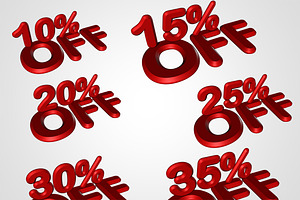 3D Render  "10% OFF" Text
