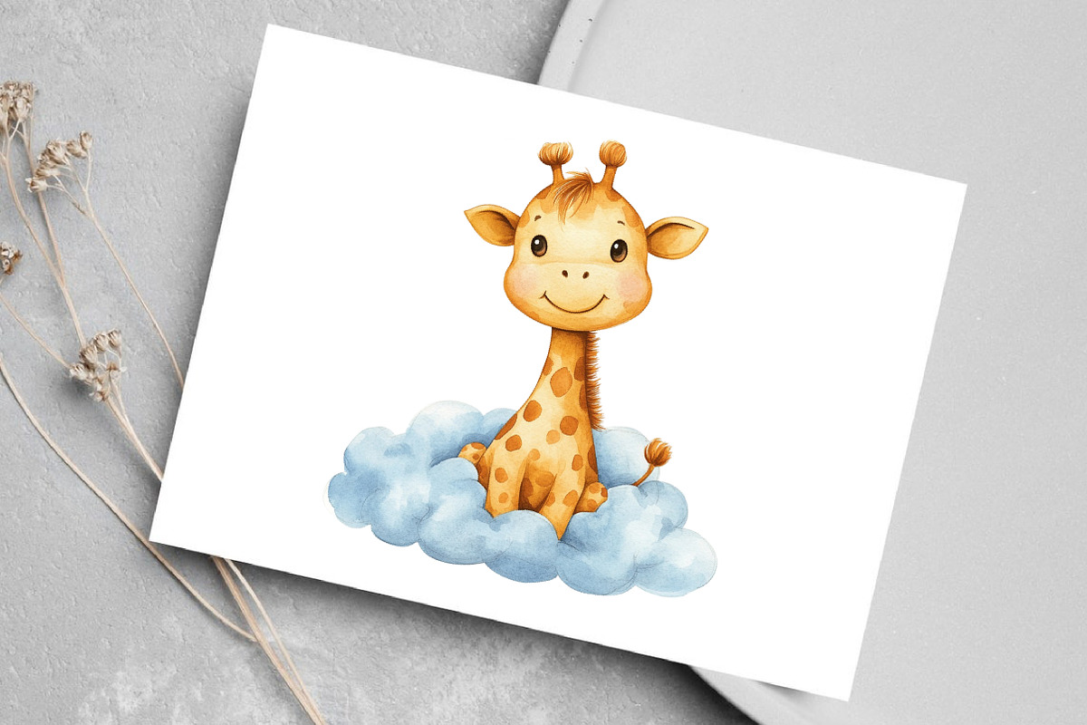 Watercolor Baby Giraffe Clipart, an Illustration by Canvas Craft (Photo 5 of 8)
