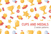 Cups and medals seamless patterns, a Pattern Graphic by Good Studio (Thumbnail 1 of 6)