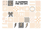 Checkered Taupe Retro Clipart Set, an Object Graphic by Brush Lab (Thumbnail 5 of 7)
