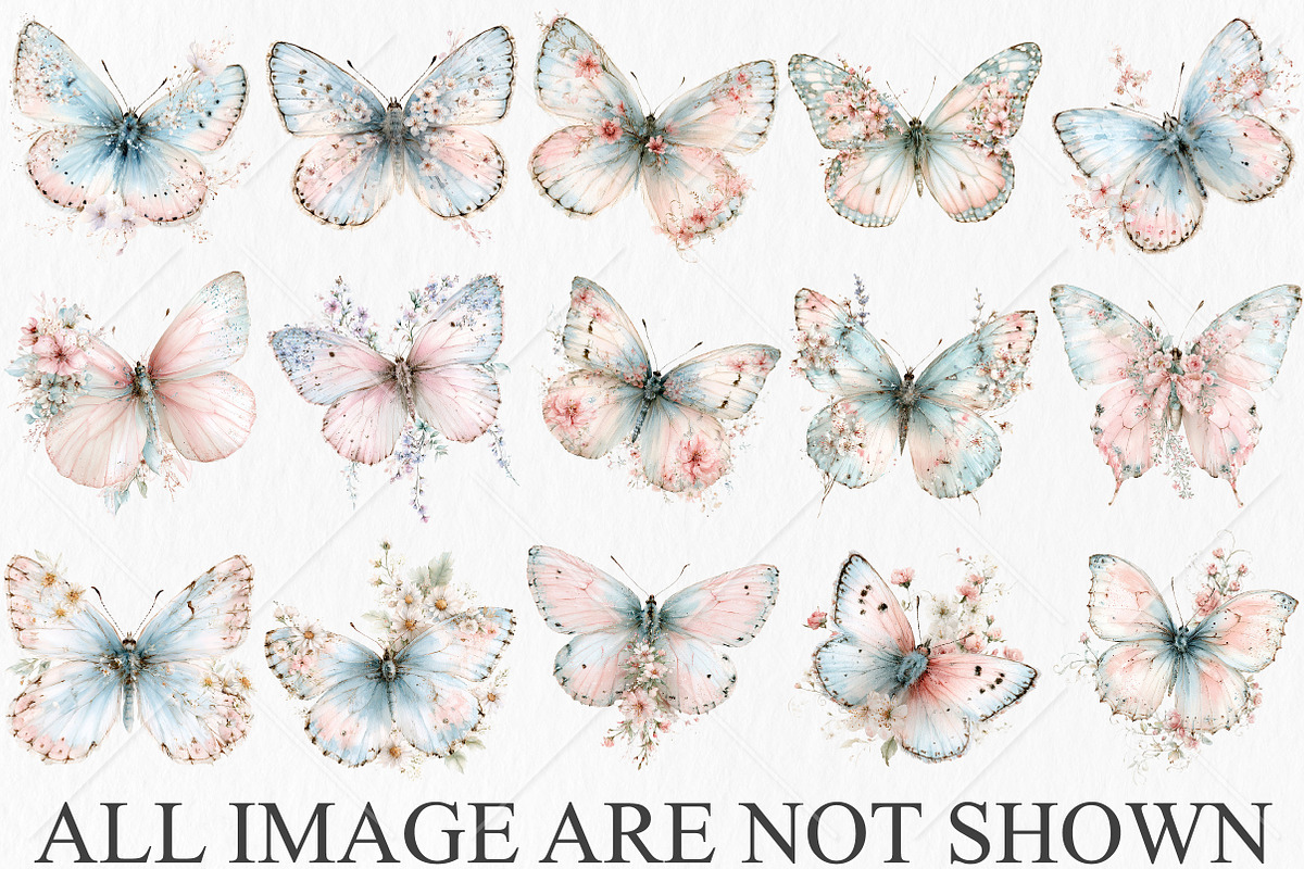 Whimsical Floral Butterfly Clipart, a Seasonal Illustration by Canvas Craft (Photo 3 of 10)