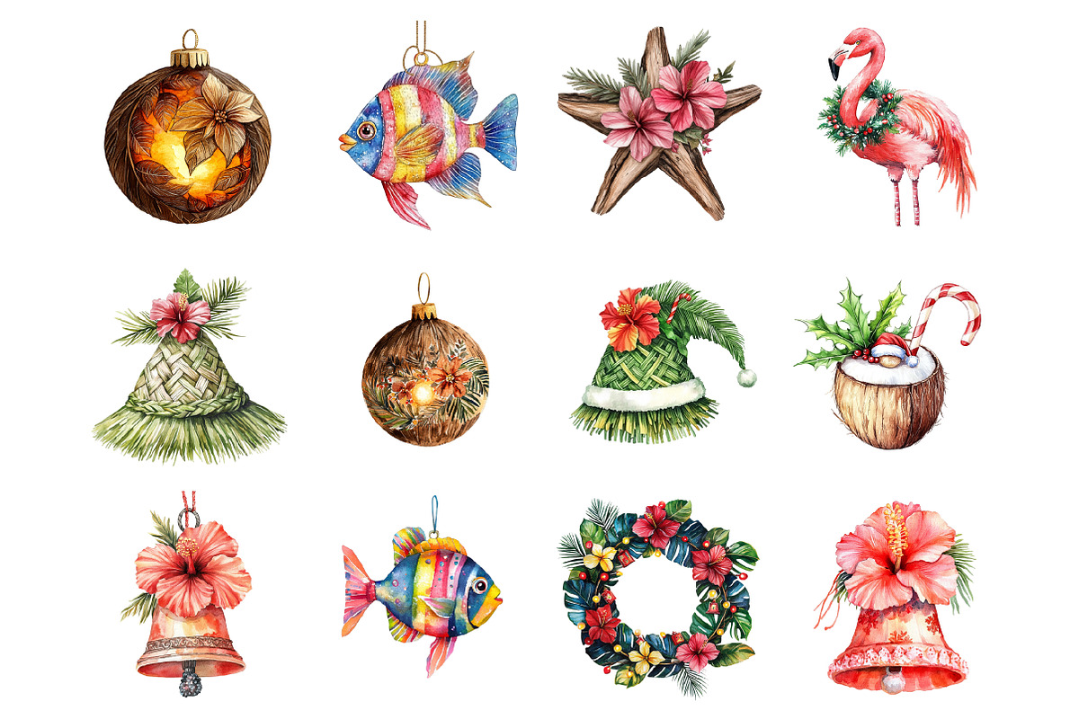 Tropical Christmas Clipart, an Illustration by Design Market (Photo 3 of 3)