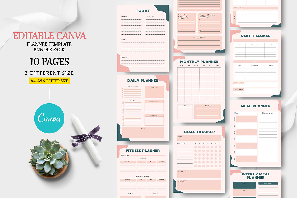Editable Canva Planner Templates, a Stationery Template by Ultimate Template Shop (Photo 1 of 5)