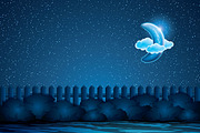 Nightly landscape with half moon, a Decorative Illustration by gigello (Thumbnail 2 of 2)