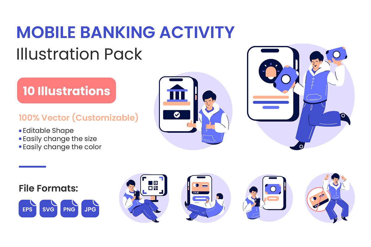 Mobile Banking Activity Illustration, a Finance Illustration by Moonstd (Photo 1 of 2)