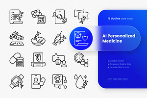 AI Personalized Medicine Outline Ico, an Outline Icon by cidcud_graphic