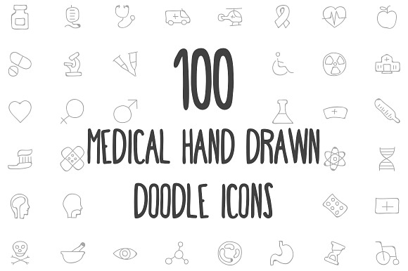 100 Medical Hand Drawn Doodle Icons preview 4