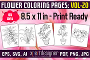 Flower Coloring Pages | Vol - 20, an Illustration by XPERTDESIGNER (Thumbnail 1 of 2)