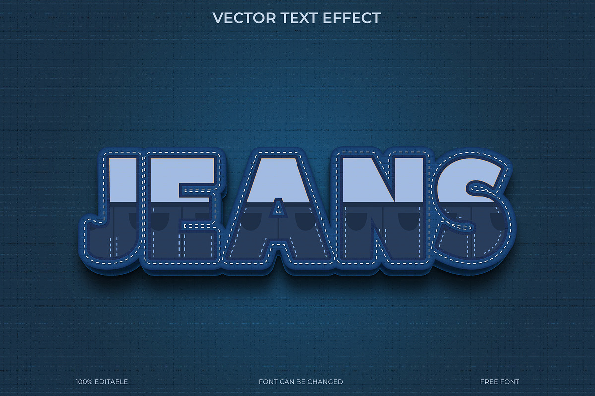 Jeans Fabric 3D Text Effect EPS, an Action Add-On by Imamul001