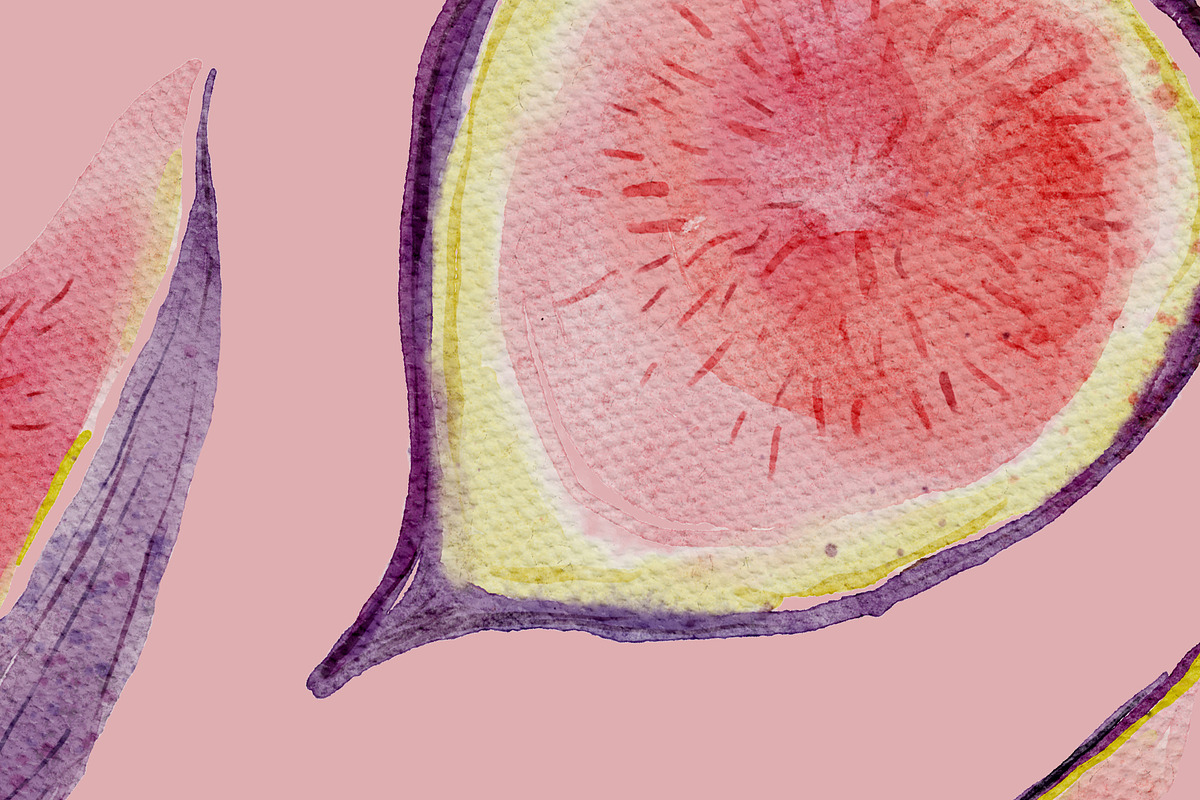 Watercolor Figs Clipart & Pattern, a Pattern Graphic by OkPen (Photo 4 of 4)