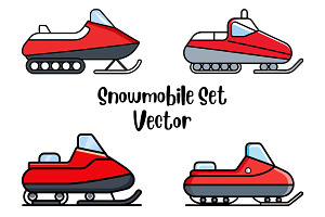 Snowmobile Set Vector, a Transportation Illustration by Awieee1