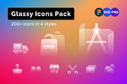 Glassy Icons Pack — 200+ Figma + SVG, a Solid Icon by Amazing Custom Icons (Thumbnail 1 of 6)