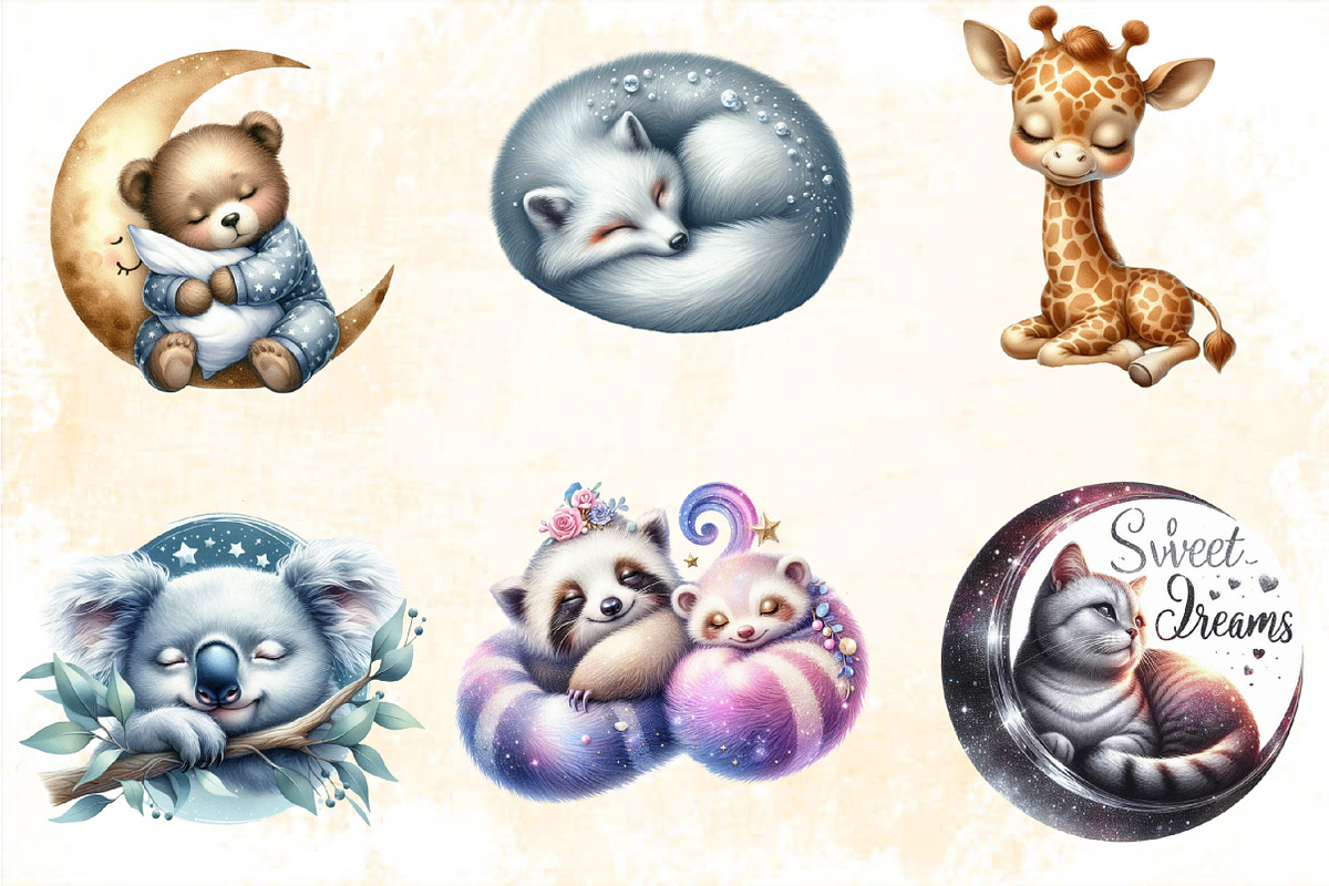 Sweet Dreams Sign ,Sleepy Animals Cl, an Illustration by SVGArt (Photo 2 of 8)