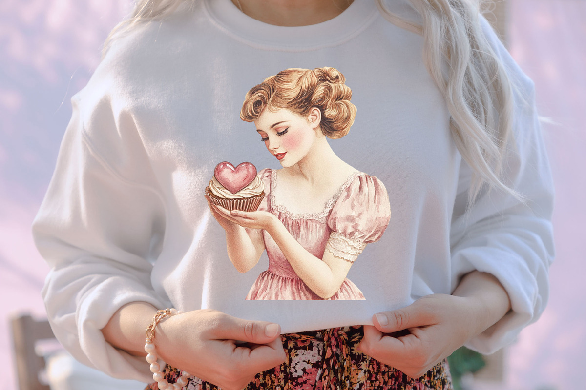 Vintage Valentines Woman Clipart, an Illustration by designcity5 (Photo 4 of 5)