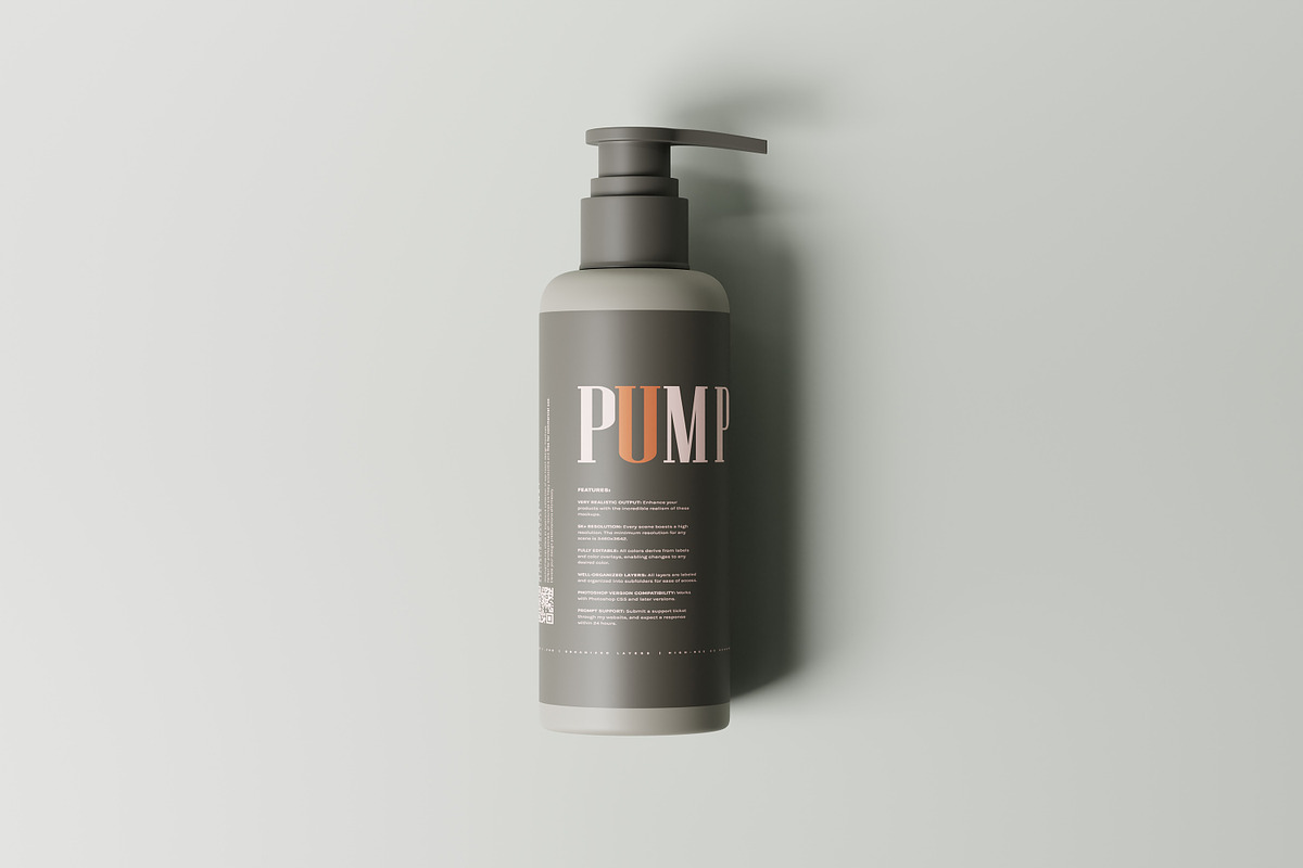 Greige Plastic Pump Bottle Mockups, a Packaging Mockup by MockupFree.Net (Photo 7 of 9)