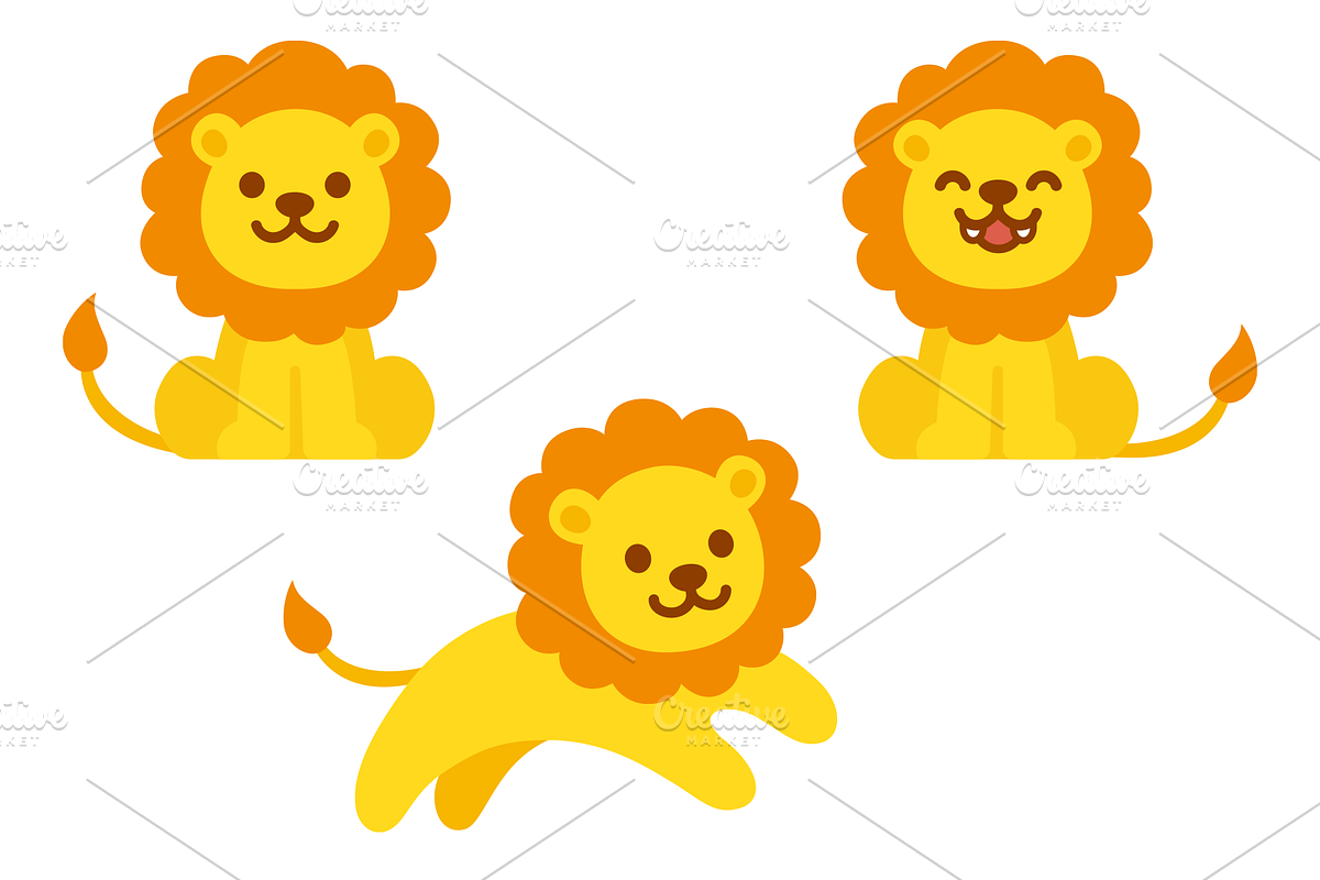 Cute Cartoon Lion Set, an Animal Illustration by Irina Mir