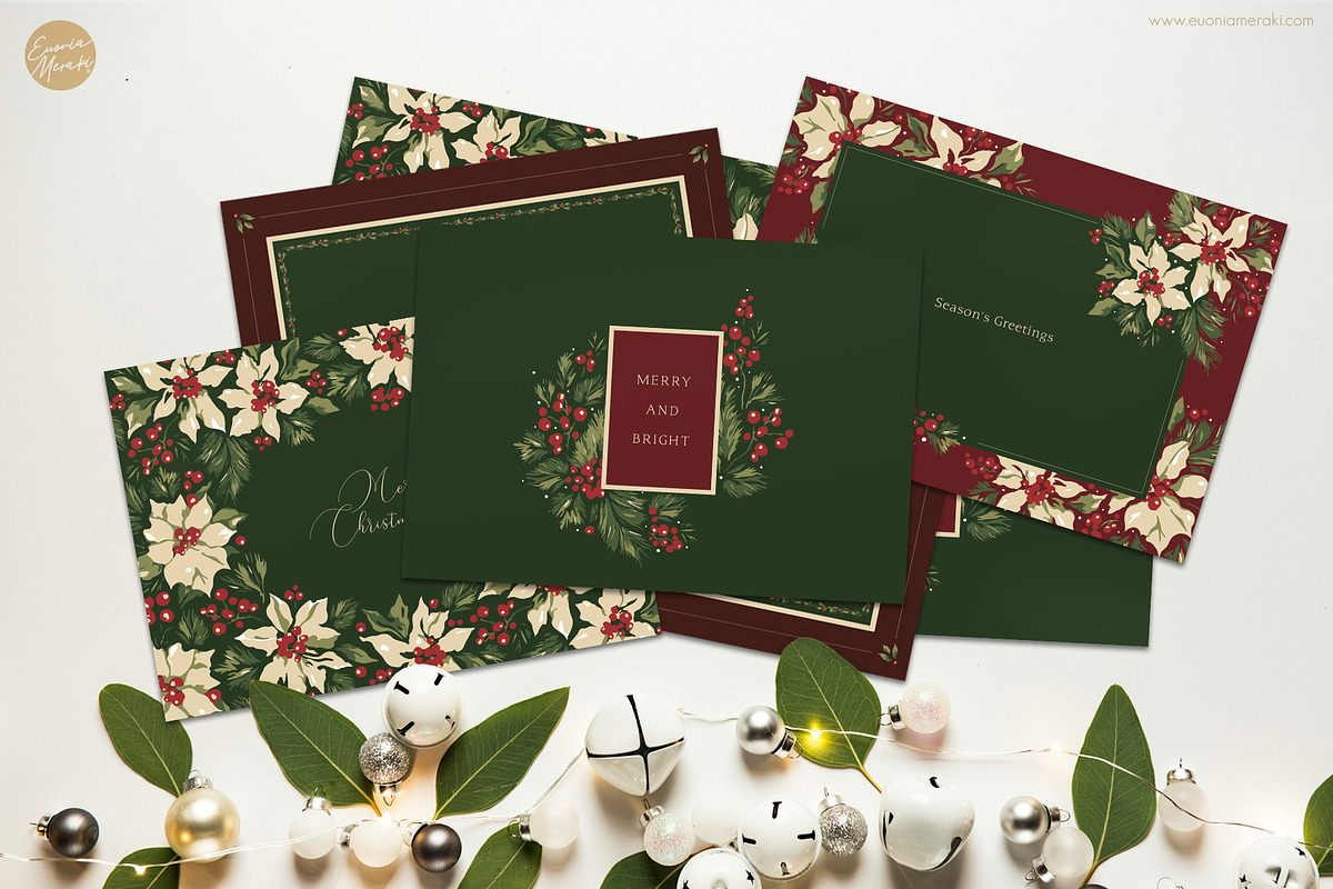 Floral Christmas Cards & Backgrounds, a Background Graphic by Euonia Meraki (Photo 7 of 10)
