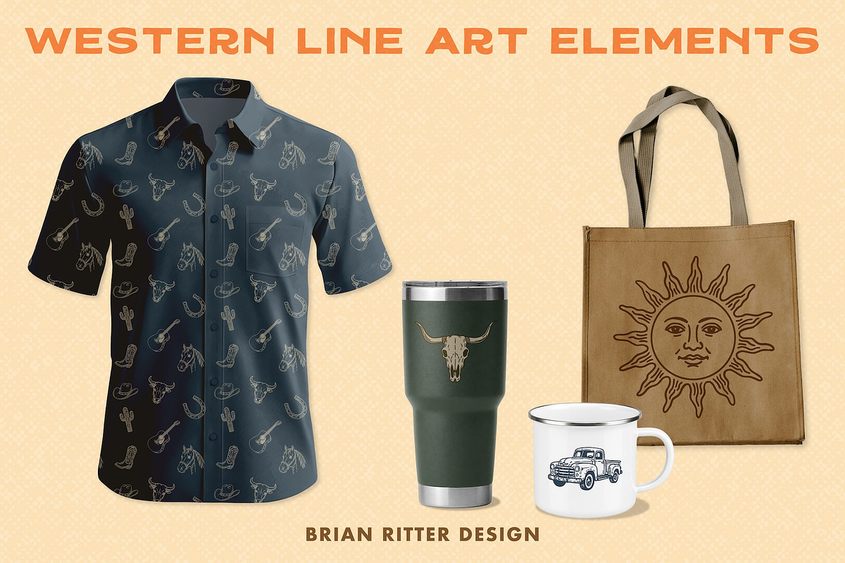 Western Line Art Elements, an Object Graphic by Brian Ritter Design (Photo 4 of 8)