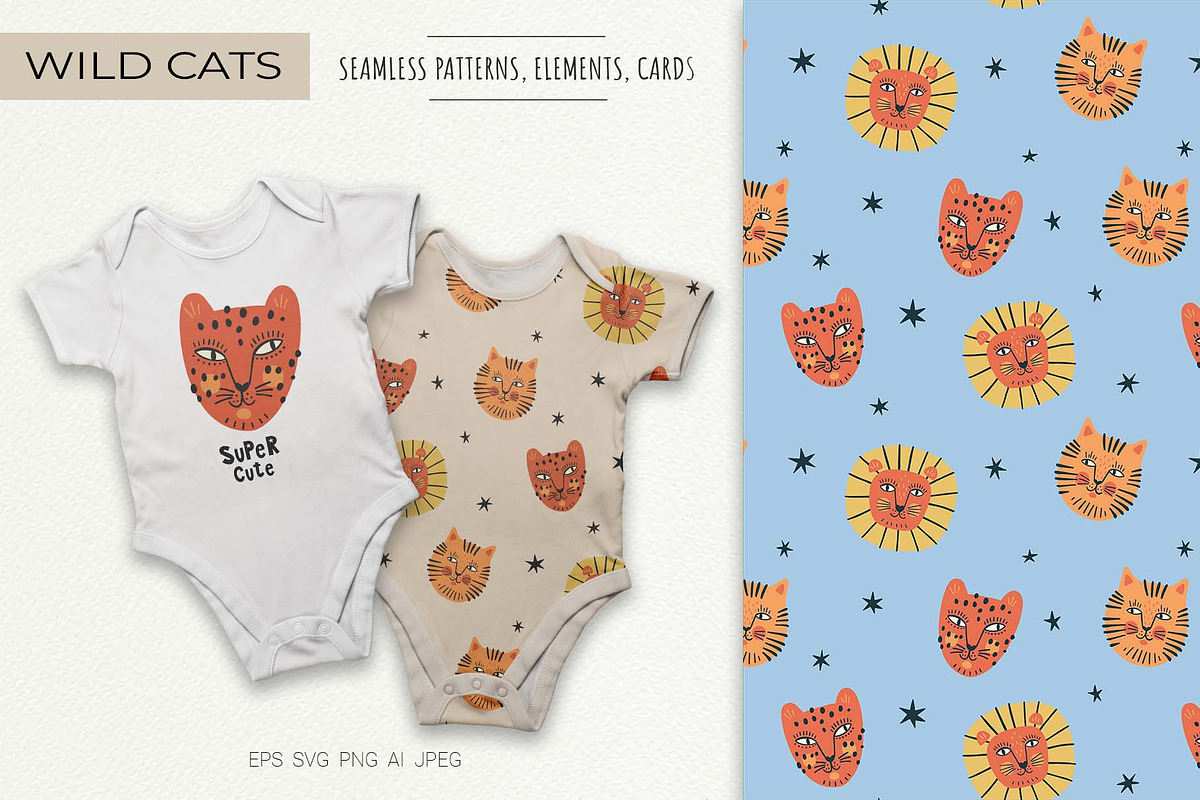 Wild Cats Clipart Set, an Animal Illustration by Irina Ostapenko (Photo 1 of 6)