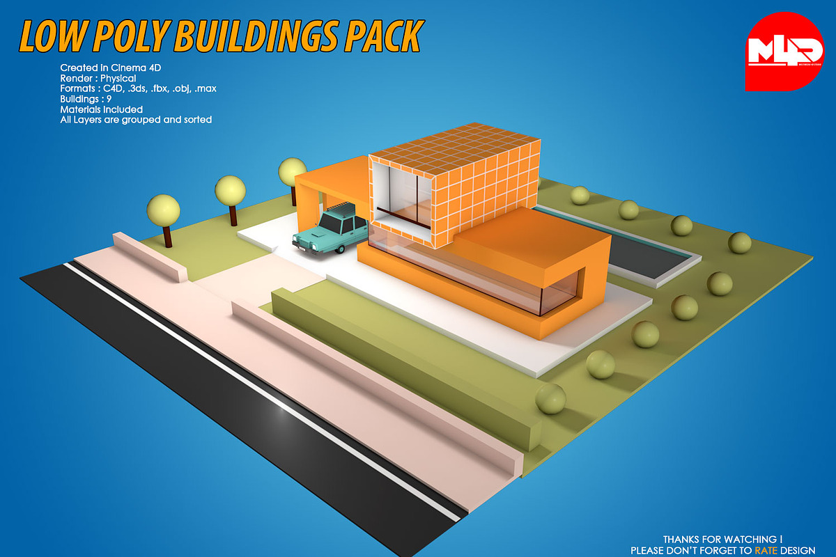 Low Poly Buildings Pack, an Architecture 3D Model by multimedia4ds (Photo 5 of 10)