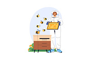 Apiarists gather honey. Beekeeping, a Person Illustration by PaperTrident (Thumbnail 7 of 9)