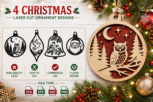 Christmas Laser Cut Ornament SVG