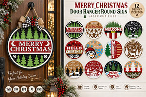 Merry Christmas Door Hanger LaserCut