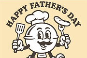 Father’s Day Retro BBQ Character, a Seasonal Illustration by Dikdoots (Thumbnail 3 of 3)