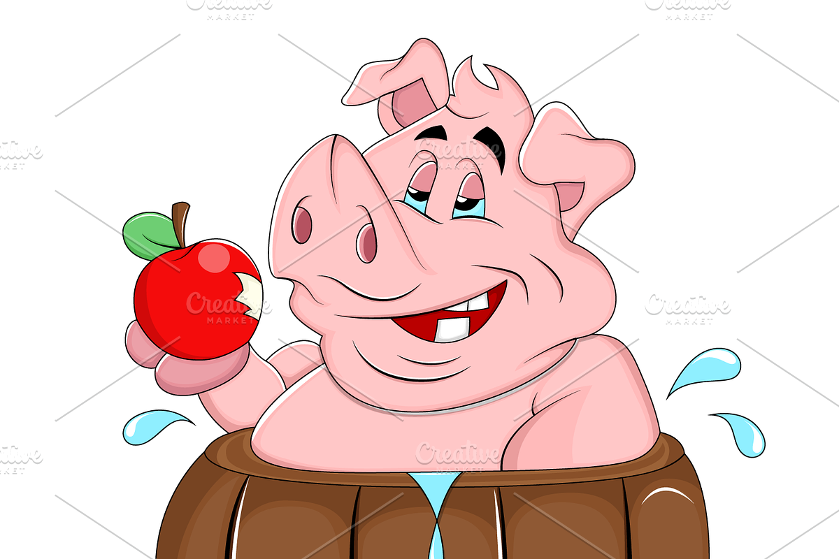 Cartoon Pig Vector 2, an Animal Illustration by TrueMitra Designs (Photo 4 of 4)