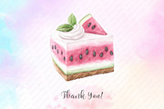 Summer Juicy Watermelon Clipart, an Illustration by Watercolor design (Thumbnail 7 of 11)