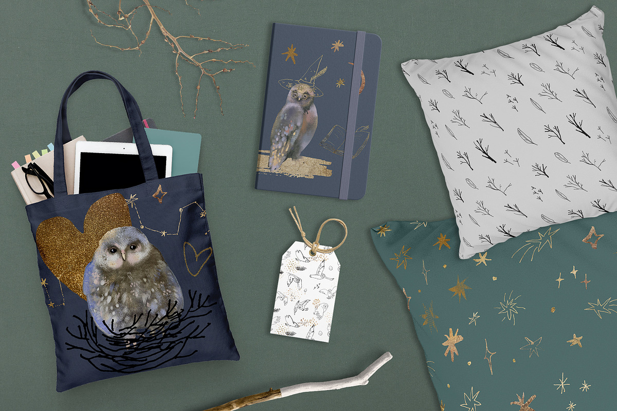 Magic owls: 280 elements for design, an Animal Illustration by Shusha Guna Art (Photo 11 of 23)