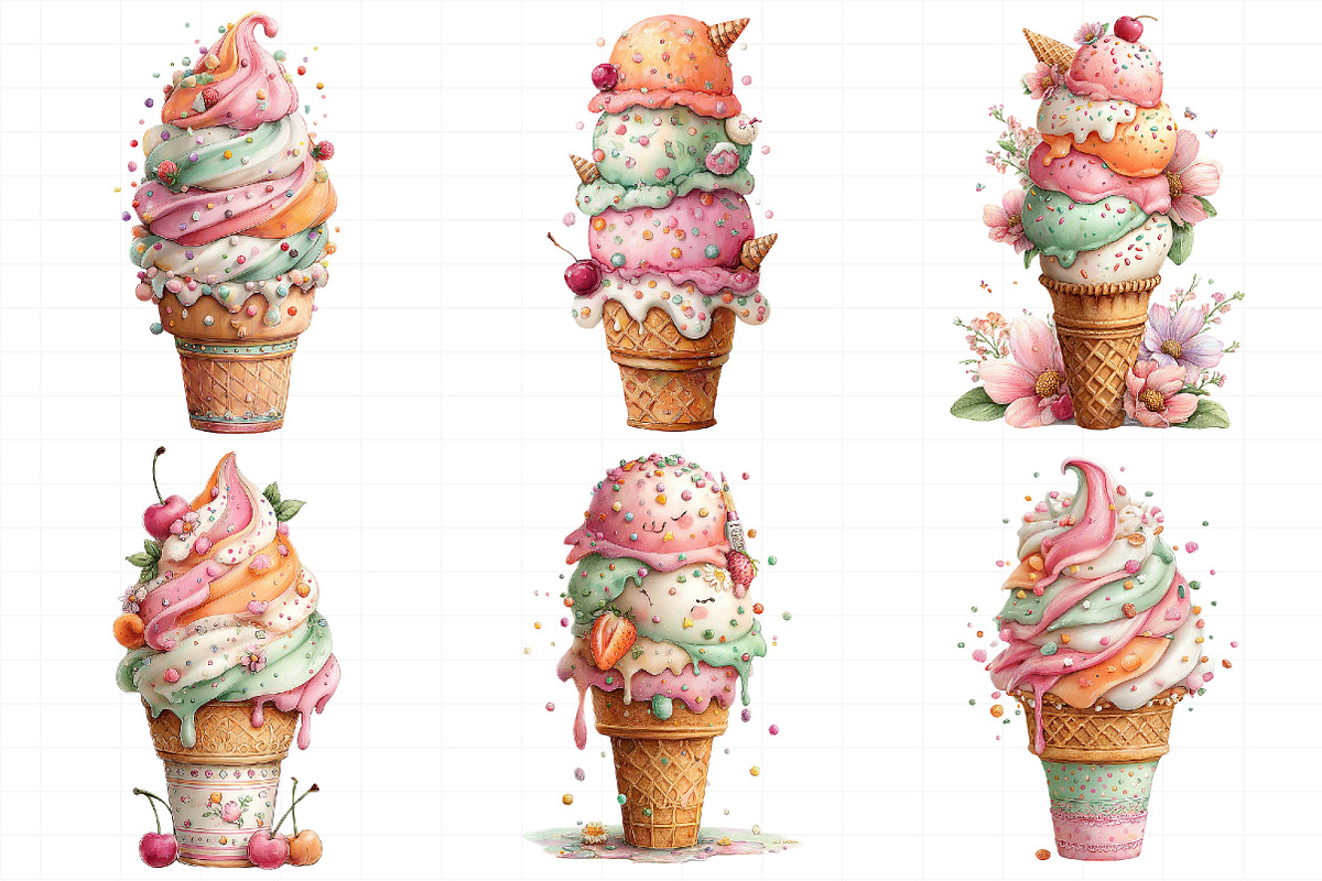 Whimsical Summer Ice-Cream Clipart, an Illustration by Daily.Designs (Photo 6 of 6)