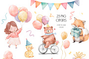 Happy Birthday watercolor collection, a Decorative Illustration by AlineArtStore (Thumbnail 2 of 13)