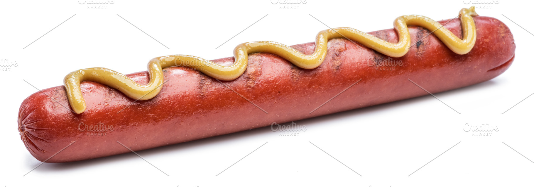 Grilled sausage with mustard isolate, a Food & Drink Photo by Volff