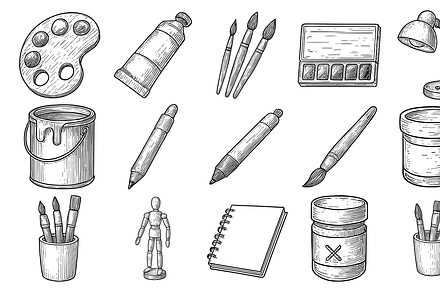 Hand Drawn Art Supplies Collection, an Illustration by Sempu