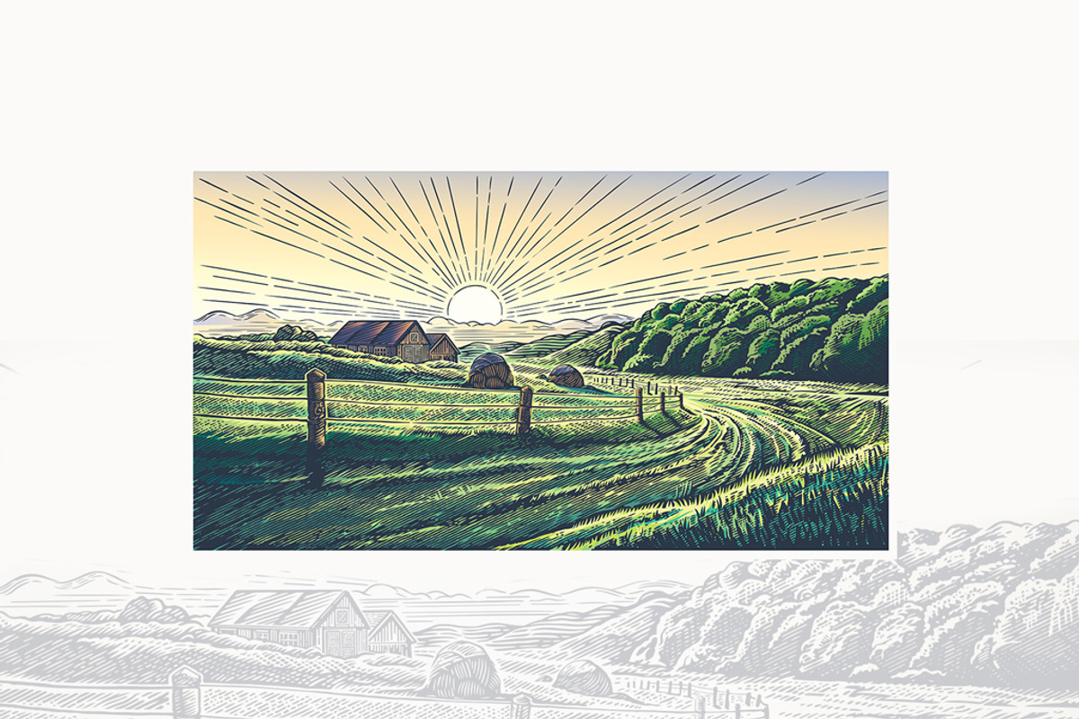 Rural landscape with village, a Food Illustration by Countryside life (Photo 7 of 7)