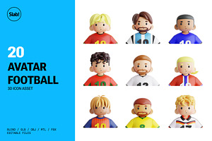 Football Player Avatar 3D Icon Set, a Characters & Person 3D Model by SLAB! Design