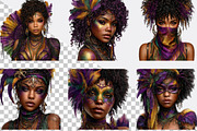 Mardi Gras Afro Little Girl Clipart, an Illustration by SVGArt (Thumbnail 3 of 8)