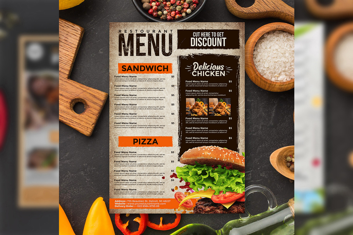 Vintage restaurant menu, a Flyer Template by imadeDesign (Photo 1 of 3)