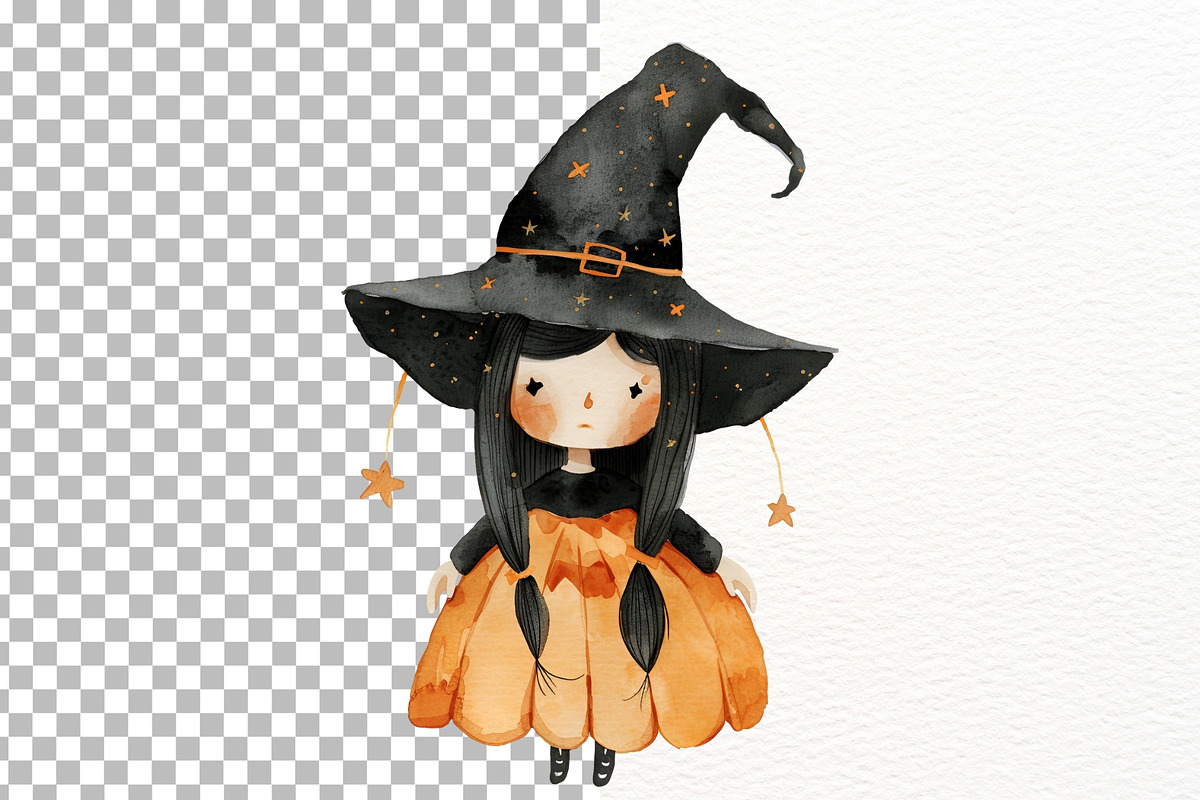 Watercolor Cute Halloween Cliparts =, an Illustration by Nicolle's Colorful Art (Photo 7 of 7)