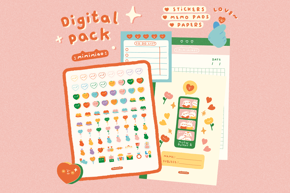 Mini Love & Valentine Digital Pack, an Illustration by mimimeow (Photo 1 of 5)