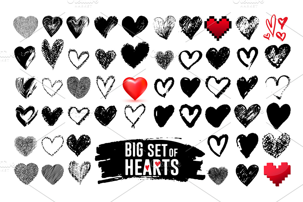 Grunge hearts for Valentine's day., an Icon by Vector photo shop (Photo 1 of 2)