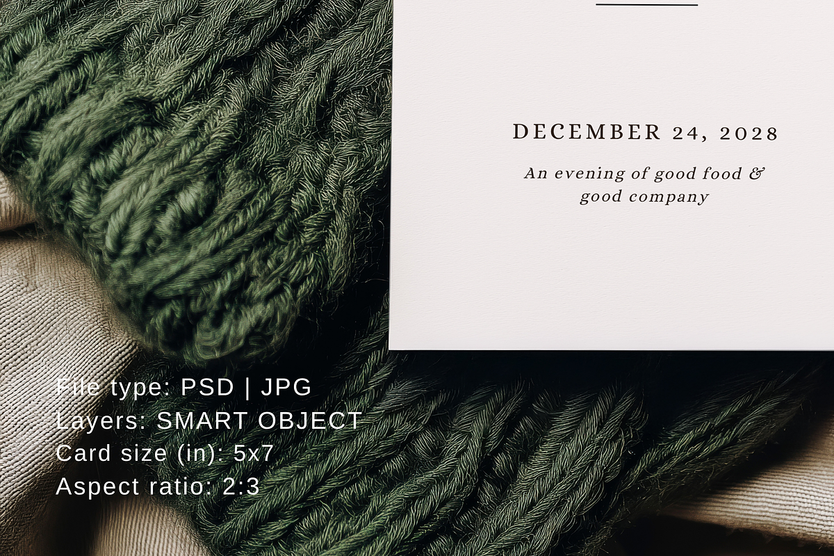 Cozy 5x7 Christmas Invitation Mockup, an Advertising Mockup by Serenefeeling (Photo 4 of 7)